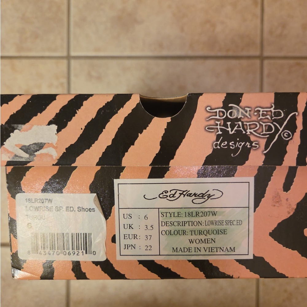 Ed Hardy women’s canvas Teal Floral Slip-On Sneakers Y2K brand New - Picture 5 of 6